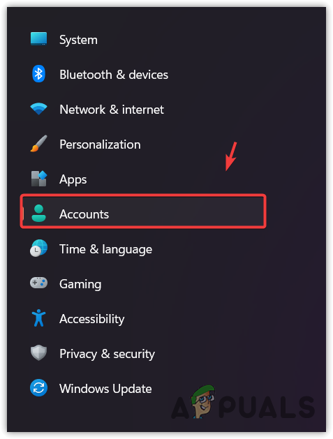 Navigating to Accounts