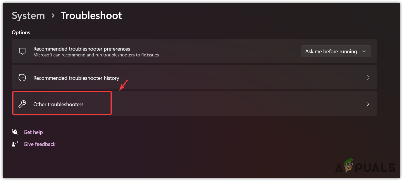 Navigating to other troubleshooters