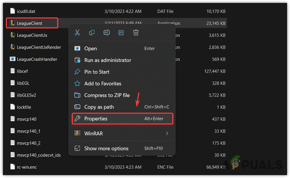 Opening League Client Properties