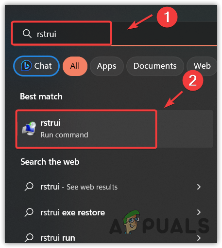 Opening System Restore from Start Menu