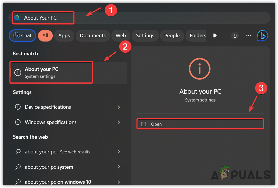 Opening System Specifications settings