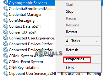 Opening cryptographic services properties