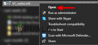 Opening the EXE file