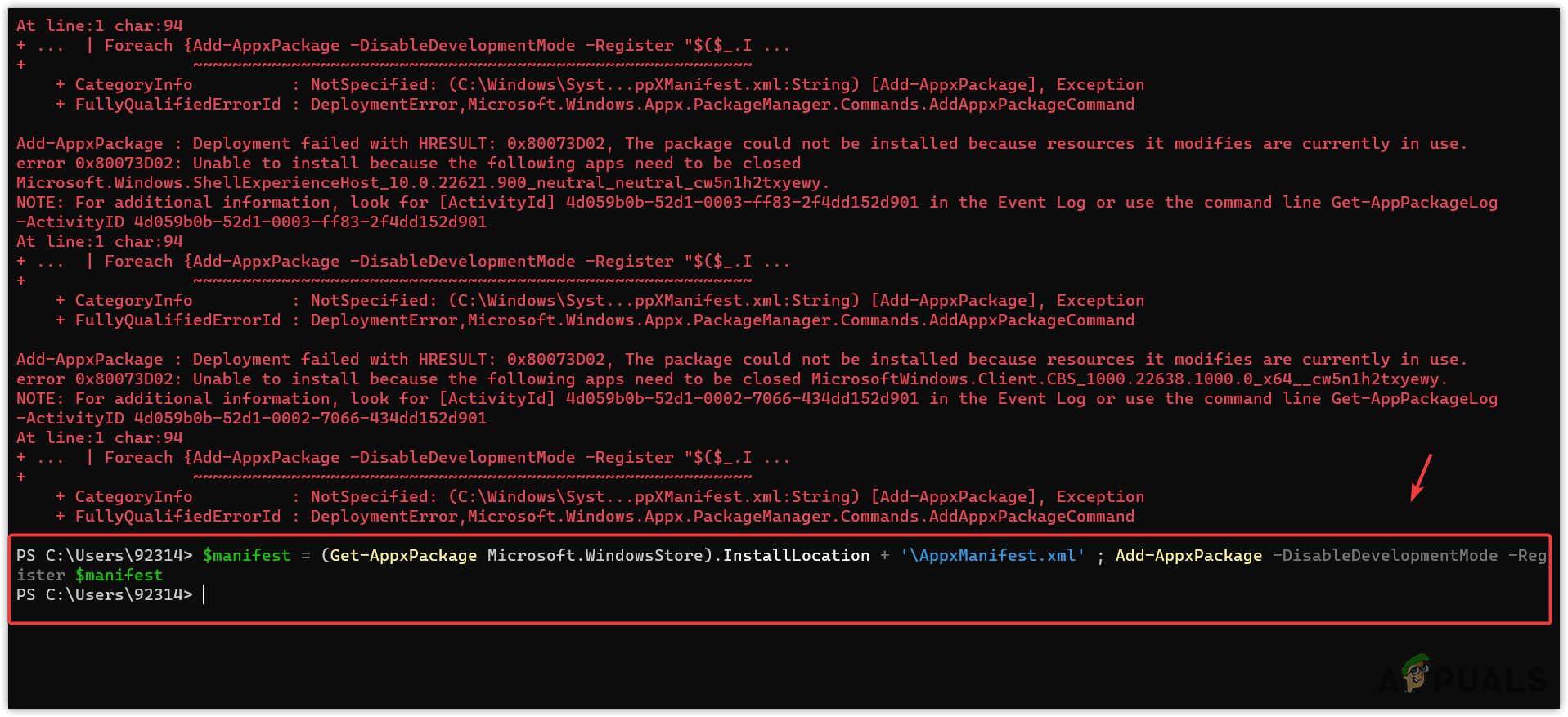 Re-registering and Reinstalling Appx Packages