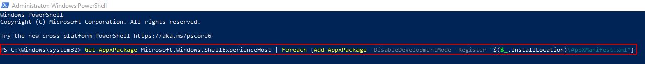Reinstalling Windows Shell Experience Host