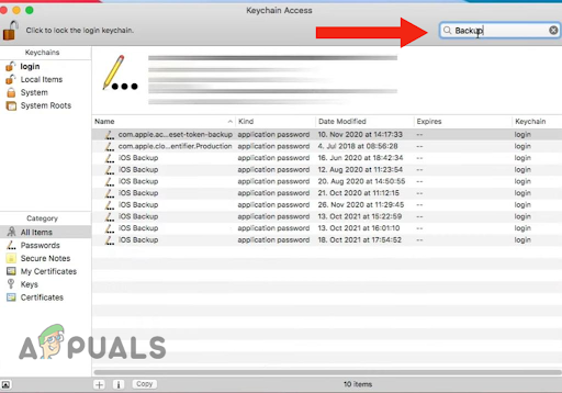 Typing iPhone Backup or iOS Backup in the search box