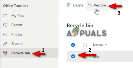 Restoring files from recycle bin