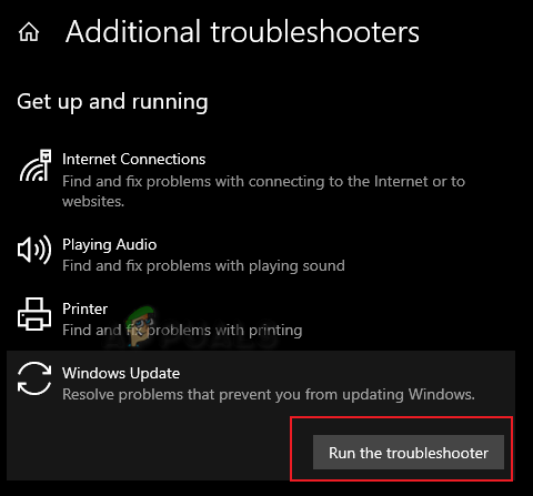 Running windows troubleshooter