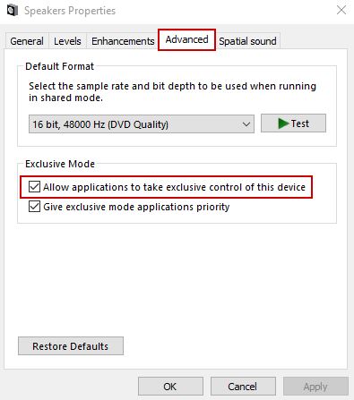 Changing Advanced properties of speakers