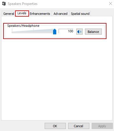 Changing Speaker Levels properties