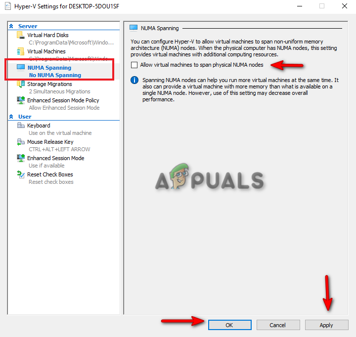 Turning off NUMA spanning