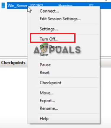 Turning off the virtual machine