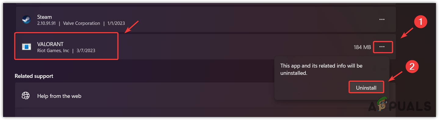 Uninstalling VALORANT