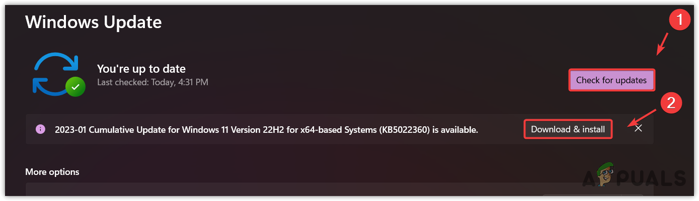 Updating Windows to install required components