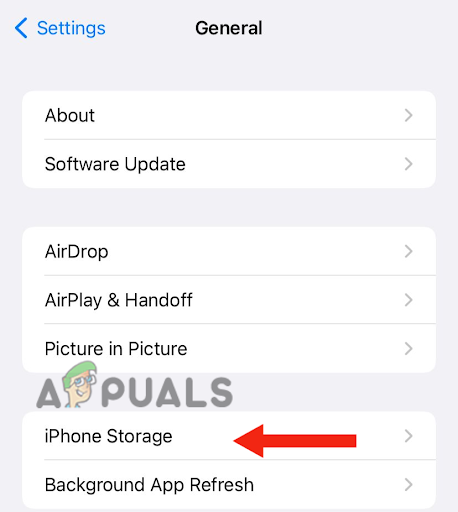 Click on iPhone Storage