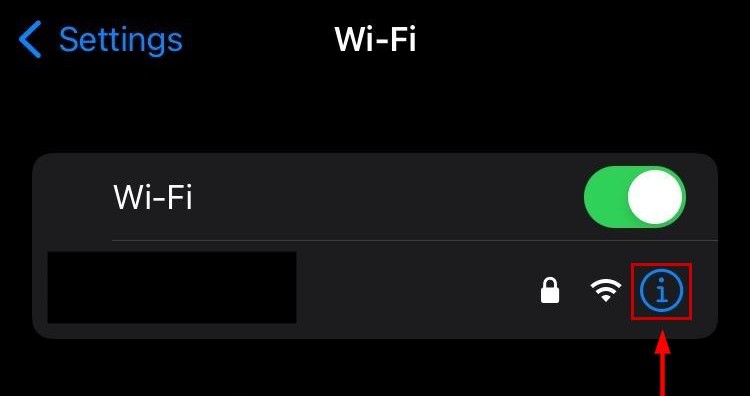 Wi-Fi settings on iPhone
