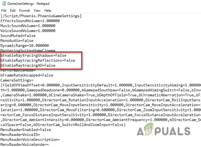 Disabling Ray Tracing from the Config File