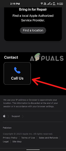 Select Call Us options