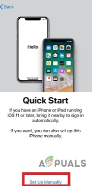 Tapping on Set up Manually