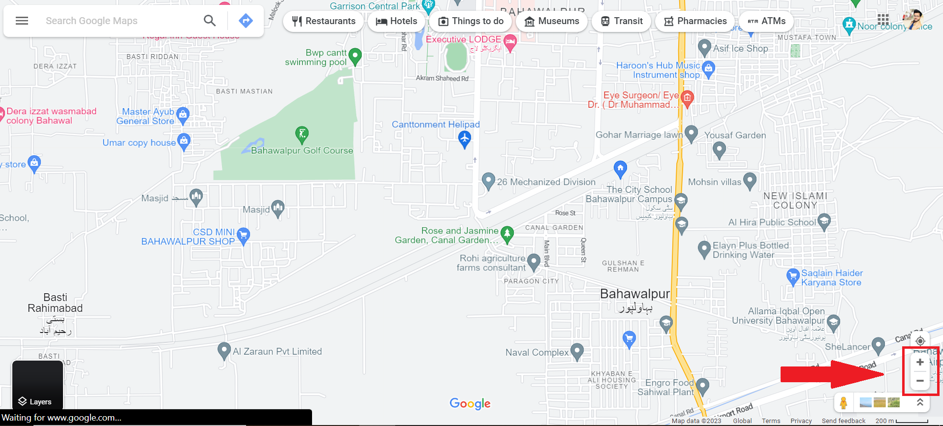 Zoom in and find the desired location