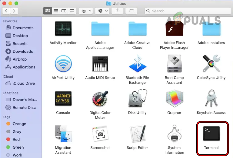 Open the Mac's Terminal