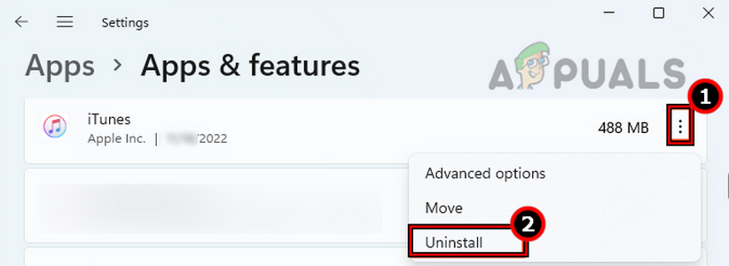 Uninstall iTunes in Windows