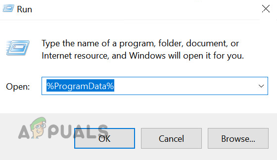 Open the ProgramData Folder Through the Run Command Box
