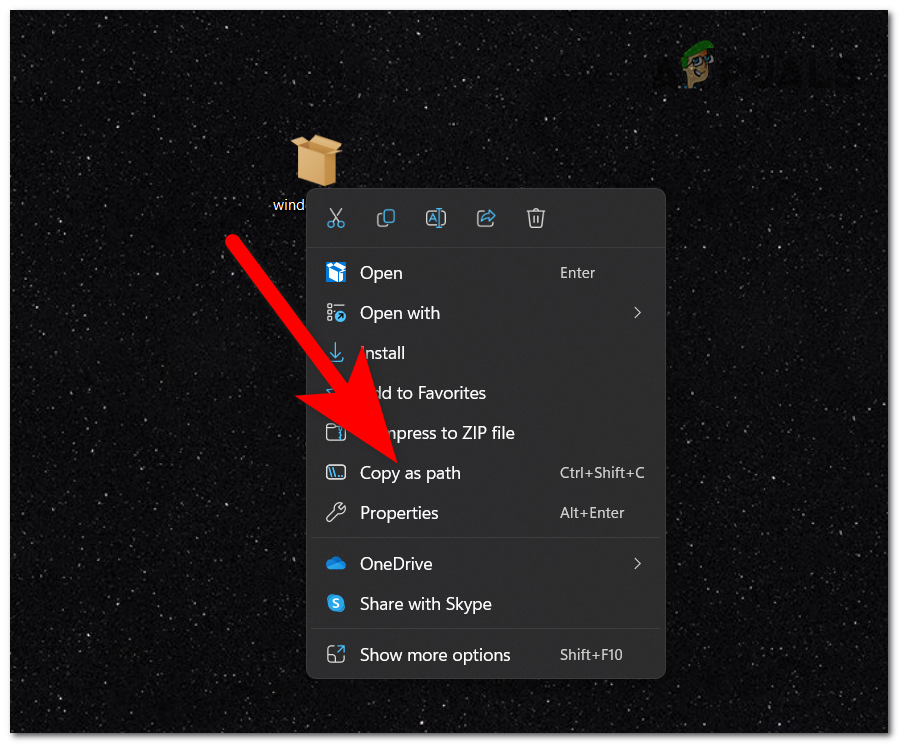 Copying the app package's path