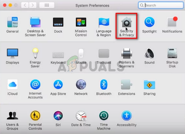 Open Security & Privacy in the Mac's System Preferences