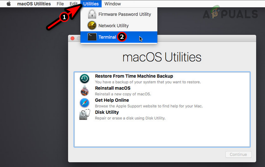 Launch Mac Terminal in the Recovery Mode