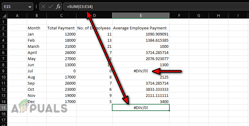 Divided by Zero Error in a Sum Function