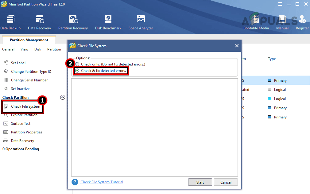 Check for File System Errors in MiniTool Partition Wizard