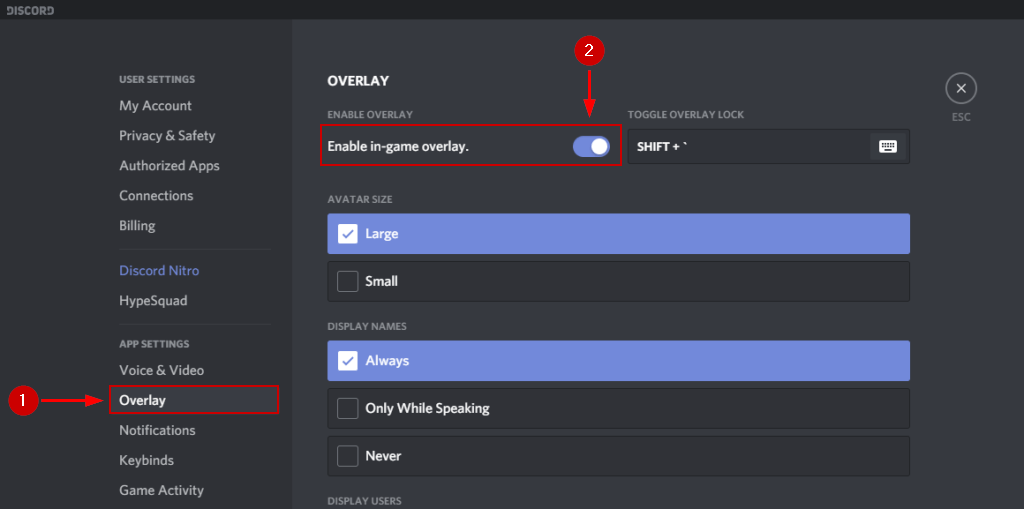 Disabling Discord Overlay