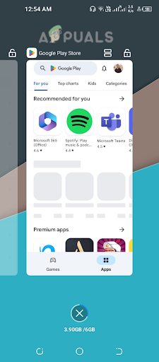 Opening the Recent app menu