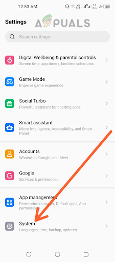 Tapping on the System options