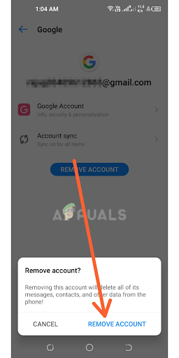 Hit the Remove account button