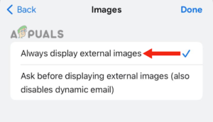 Taping on Always Display External Images