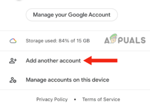 Taping on Add another account