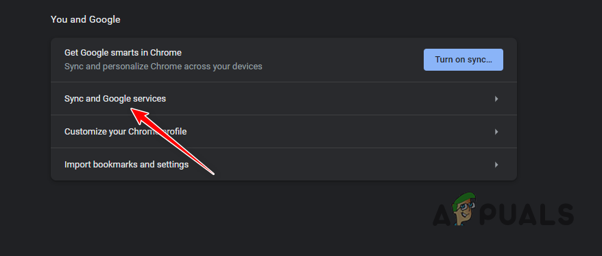 Navigating to Sync and Google Services