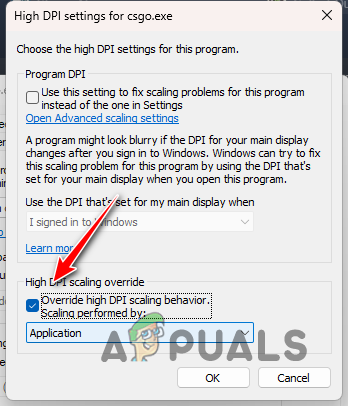 Overriding Default Scaling Option
