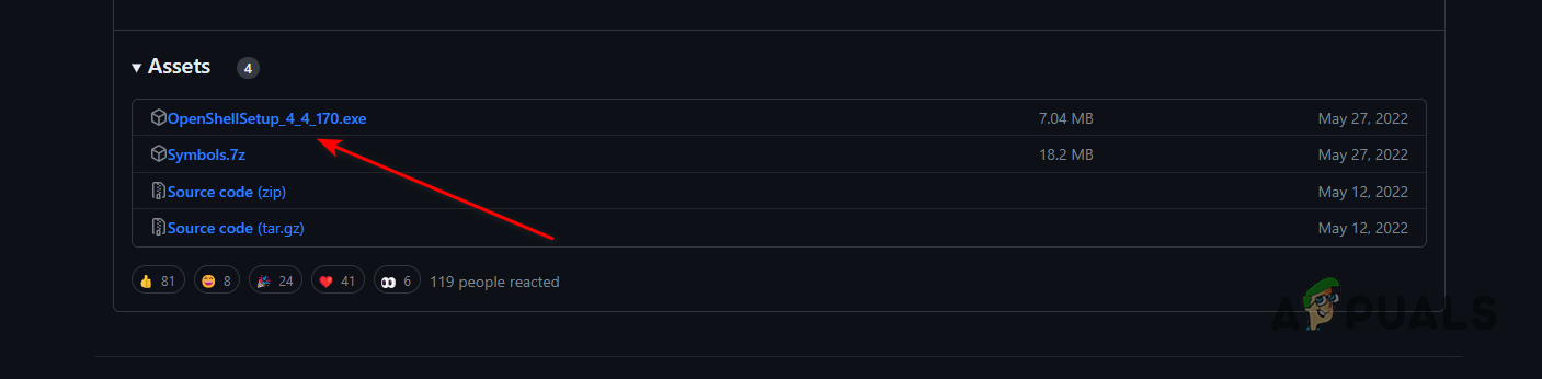 Downloading Open Shell Setup