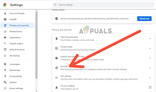 Find the Security section