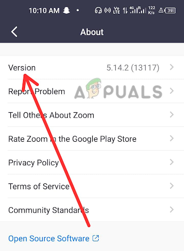 Look for the Version option and click on it