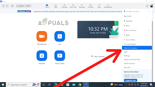 Click on Check for Updates