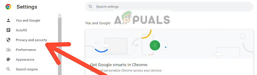 Scroll down to the Privacy and Security section