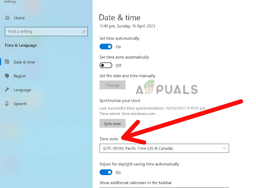 Look for the Time Zone or Change time zone option