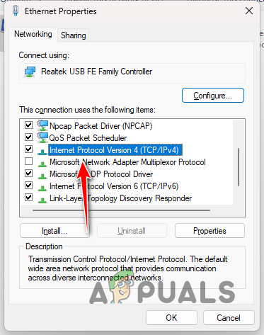 Navigating to IPv4 Properties