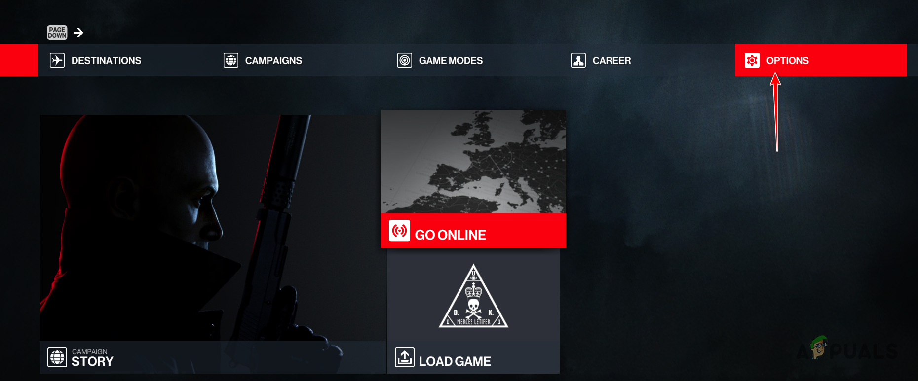 Navigating to Hitman 3 Options