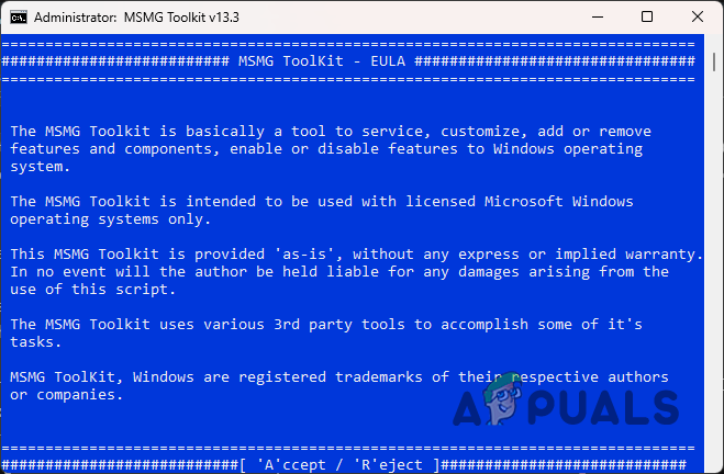 Accepting MSMG Toolkit EULA