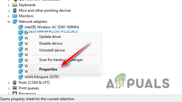 Navigating to Network Driver Properties